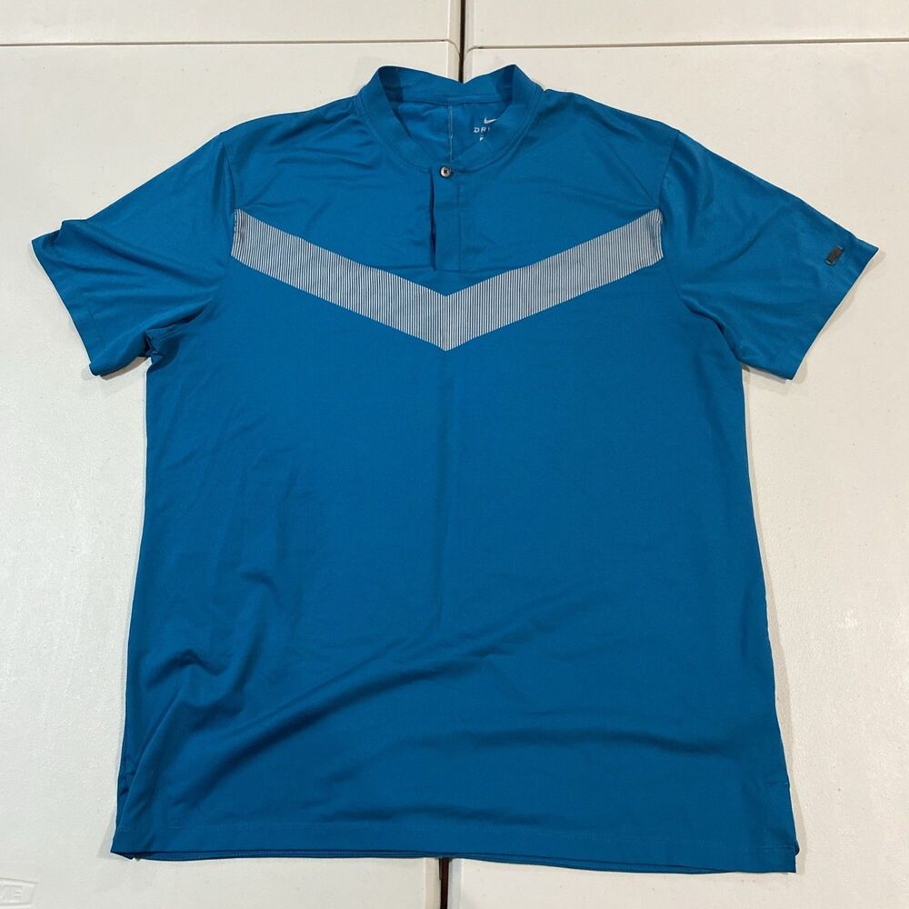 NIKE MEN'S TIGER WOODS DRI-FIT GOLF POLO GREEN ABYSS BV0501